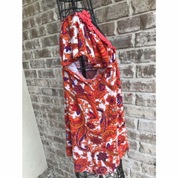 Lush Boho Top Peasant Crochet Neckline Retro - Picture 3 of 8